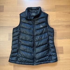Women’s L.L. Bean Black Ultralight 850 Goose Down Zip Up Puffer Vest Sz Large